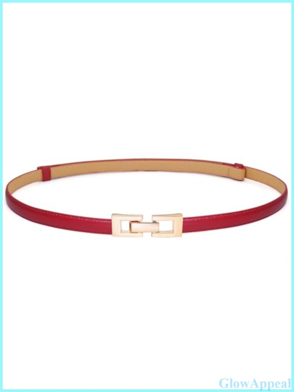 Skinny PU Leather Waist Belt Thin Adjustable Gold Buckle Dress Belt